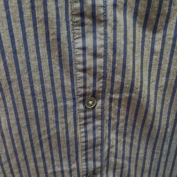 H&M Mens Button Up Shirt Gray/Blue Size XL 100% Cotton Long Sleeve Collar - Picture 10 of 12